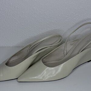 Zara White Slingback Wedge Heels